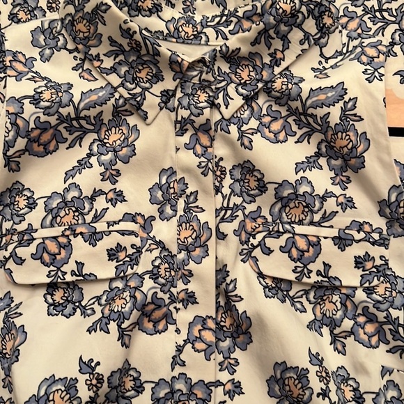 Ann Taylor Sleeveless Floral Cotton Blend Lined Dress Size 6 Blue Peach White - Picture 12 of 12